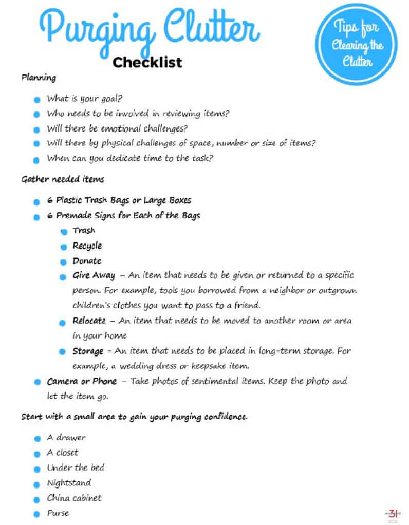 31 Days Of 10 Minute Purging Tips Getting Started Organized 31