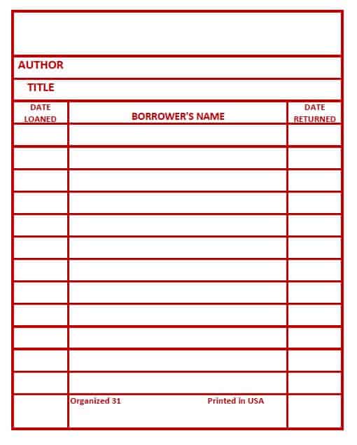 Library Cards Printable Organized 31