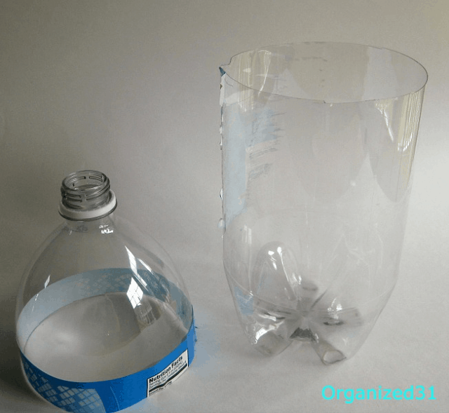 plastic 2-liter bottle with top cut off 