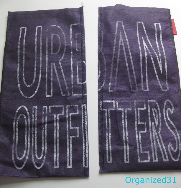 an Urban Outfitters bag cut in half and sewn
