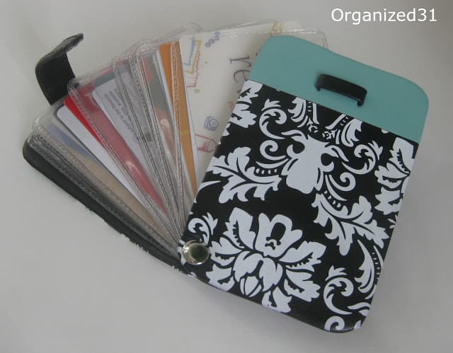 cards in a card organizer for your purse
