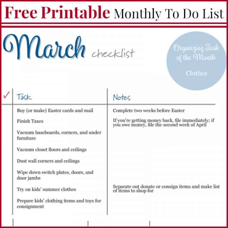 March To Do List