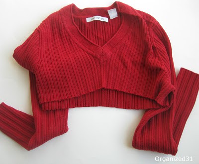 half of a red sweater