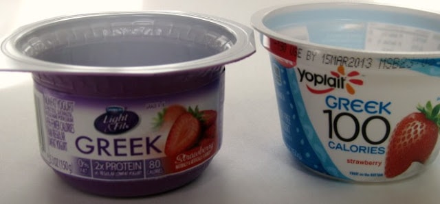 2 empty Greek yogurt cups