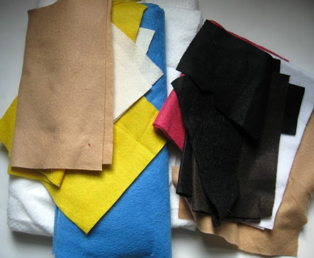 a variety of colors of felt.