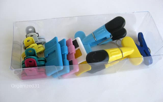 chip clips in a plastic container
