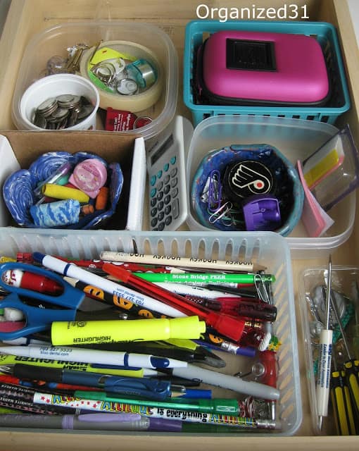 an organized junk drawer