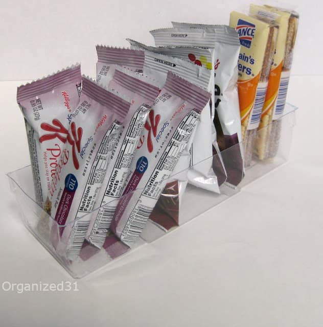 snack bars organized in a plastic container