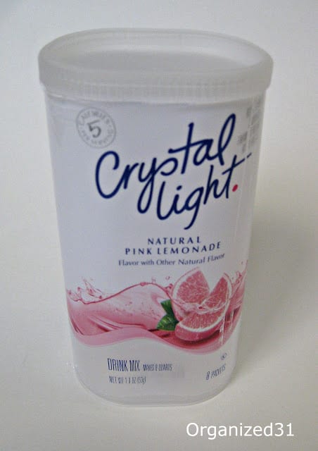 a crystal light pink lemonade container