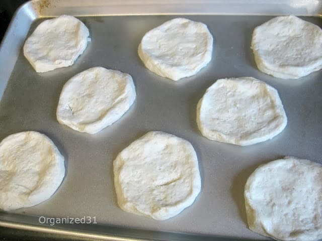 refrigerator biscuits on cookie sheet before cooked