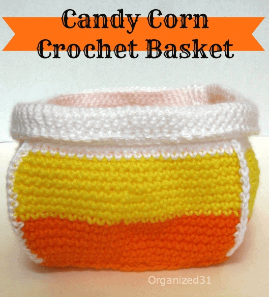 Easy Crocheted Candy Corn Halloween Basket