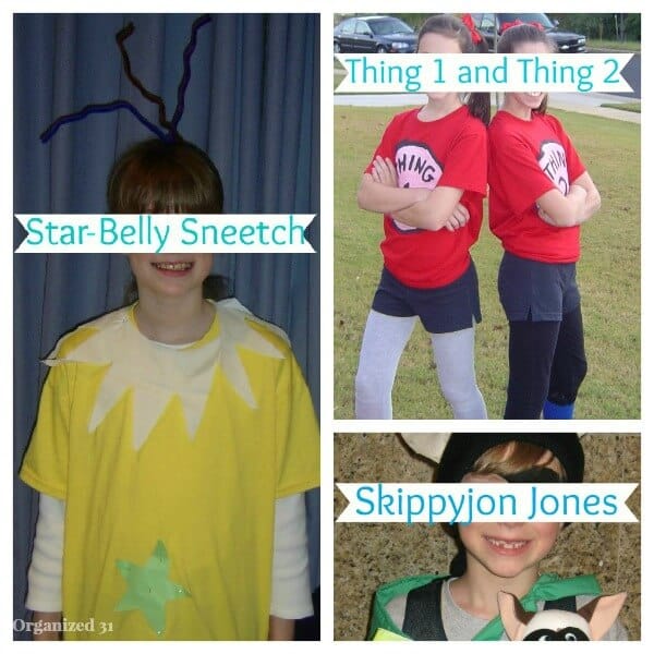collage of children in colorful Dr. Seuss and Skippyjon Jones costumes.
