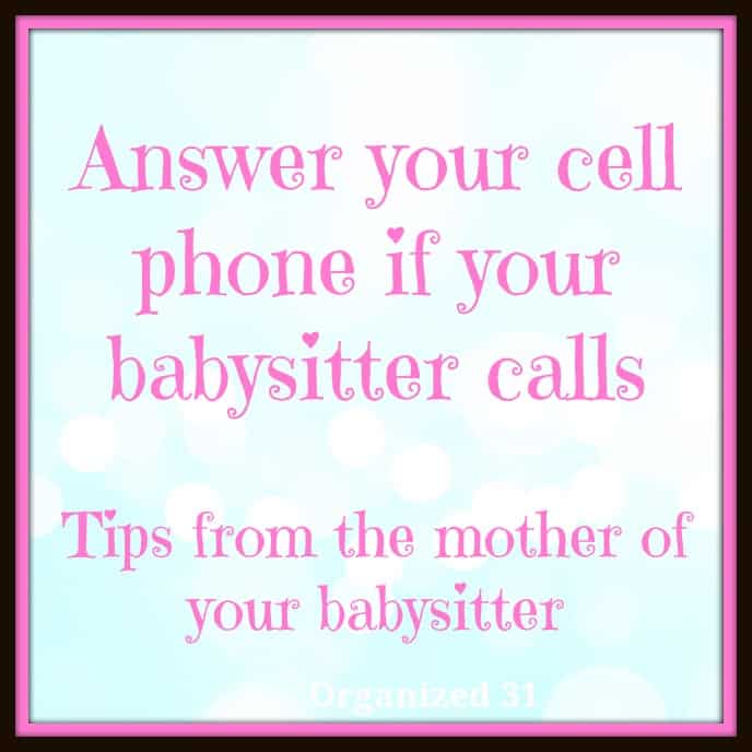 pink, black and blue graphic that says "answer your cell phone if your babysitter calls"