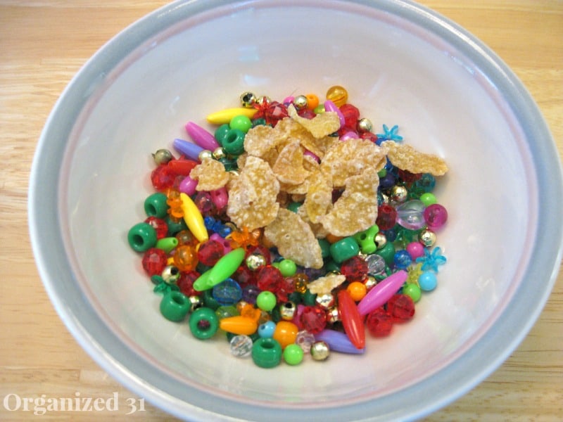 bowl of cereal and beads