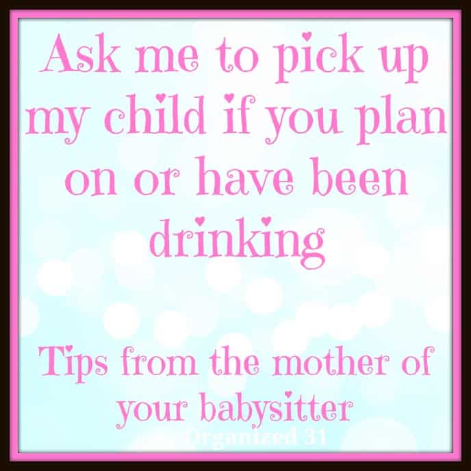 pink, black and blue graphic that says "ask me to pick up my child if you plan on or have been drinking"