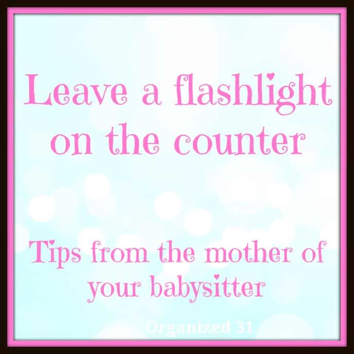 pink, black and blue graphic that says "leave a flashlight on the counter"