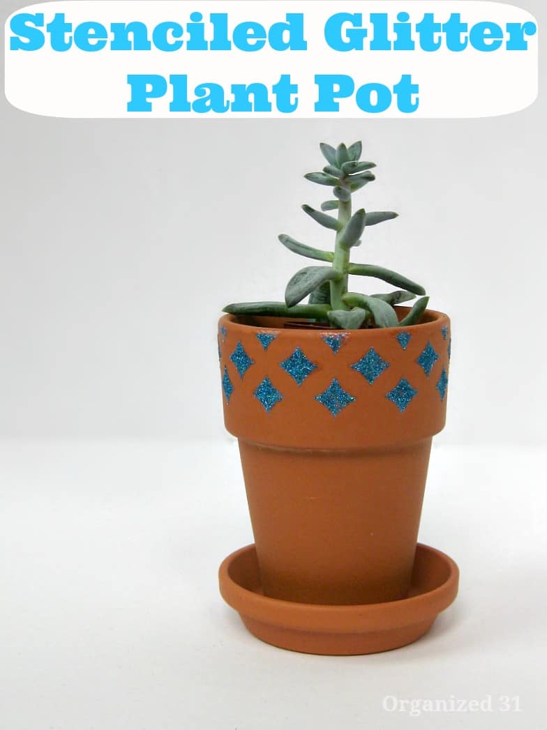Stencil Glitter Plant Pots - Organized 31