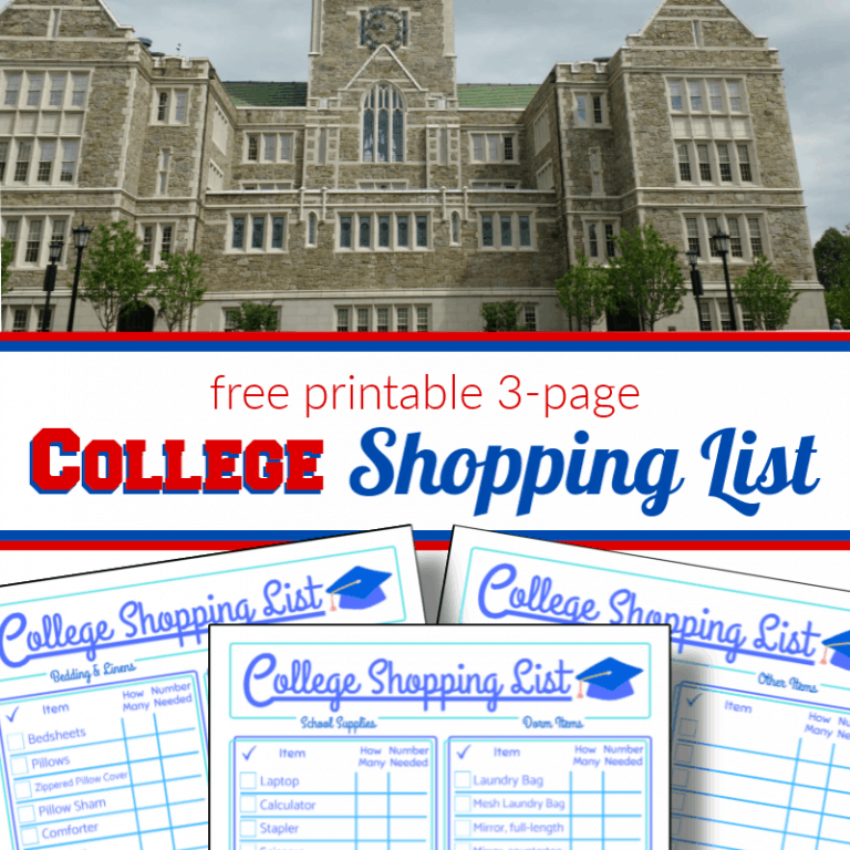 College Packing List Free Printable