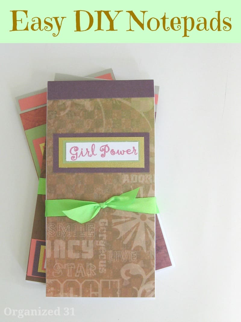 3 decorated note pads with text "girl power"