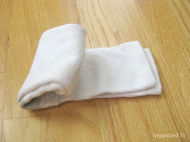 pair of white socks folded 4/5 of the way up.