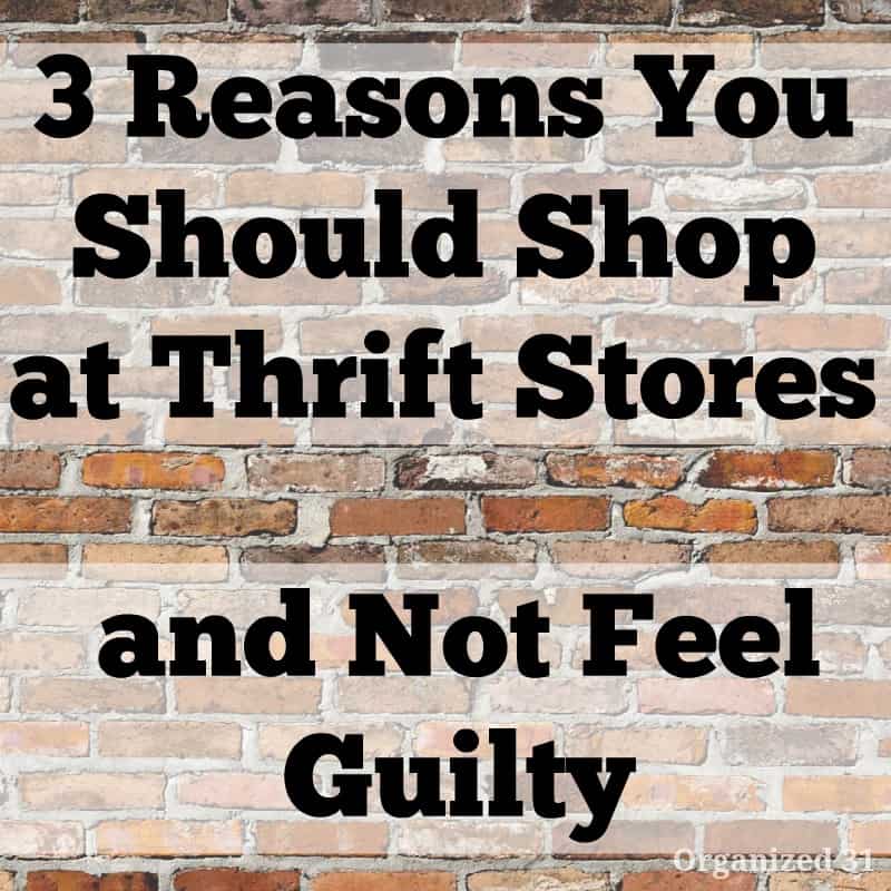 red brick wall with black text overlay that says "3 reasons you should shop at thrift stores"