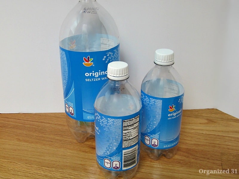 2 clear water bottles