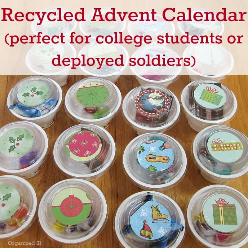DIY Advent Calendar from Recycled Yogurt Cups