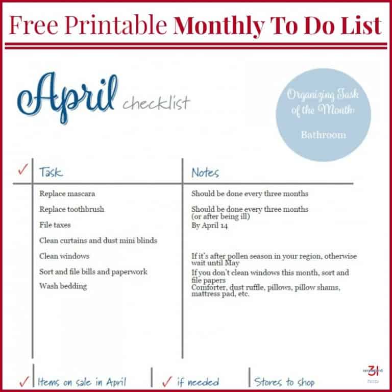 April To Do Checklist