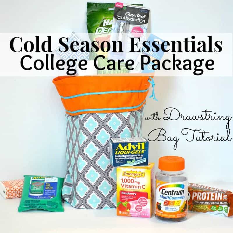 Cold Season Essentials College Care Package with Drawstring Bag Tutorial