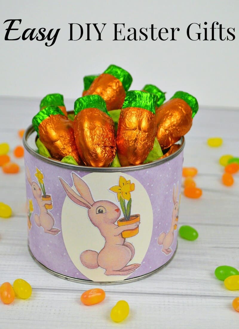 purple can with bunny and filled with carrot candy