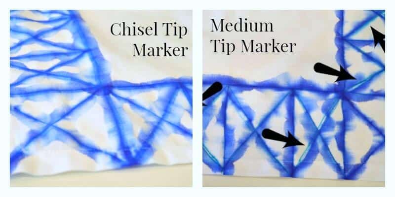 collage of 2 images of blue shibori napkins