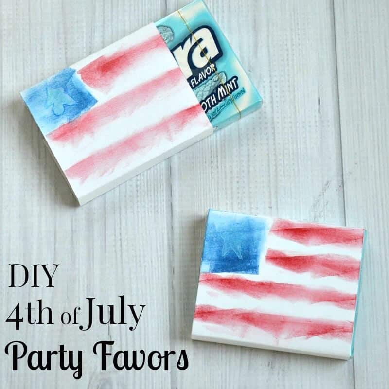 2 paper craft Amercian flag covers for packs of gum.