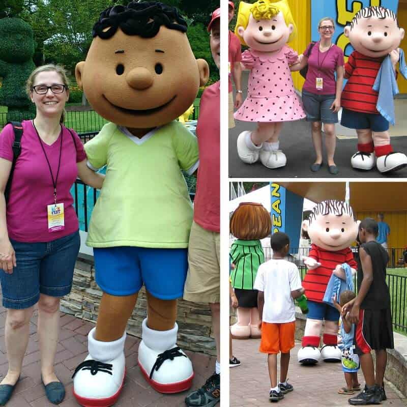 collage of 3 photos of Peanuts characters 