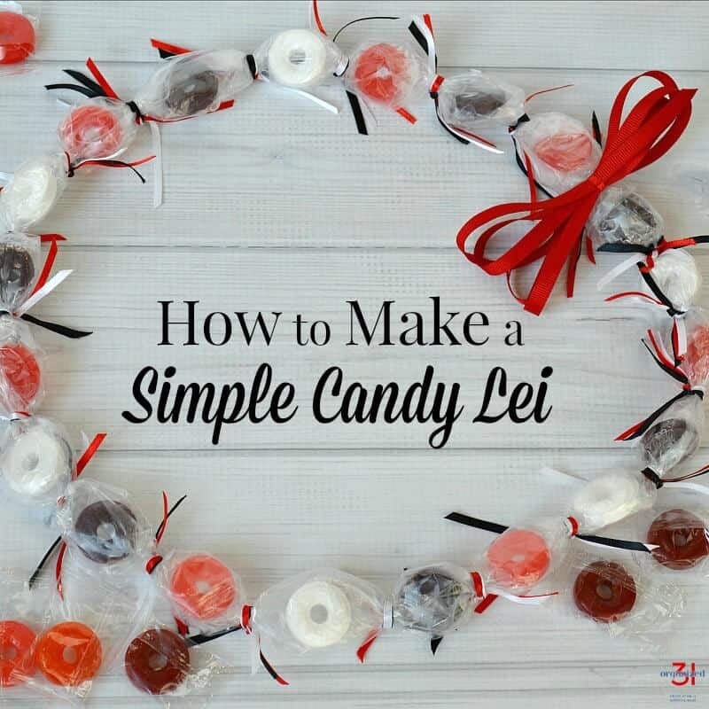 Learn how to make a candy lei with this simple tutorial. A candy lei is the perfect gift to celebrate graduation, a birthday or an arrival or departure.