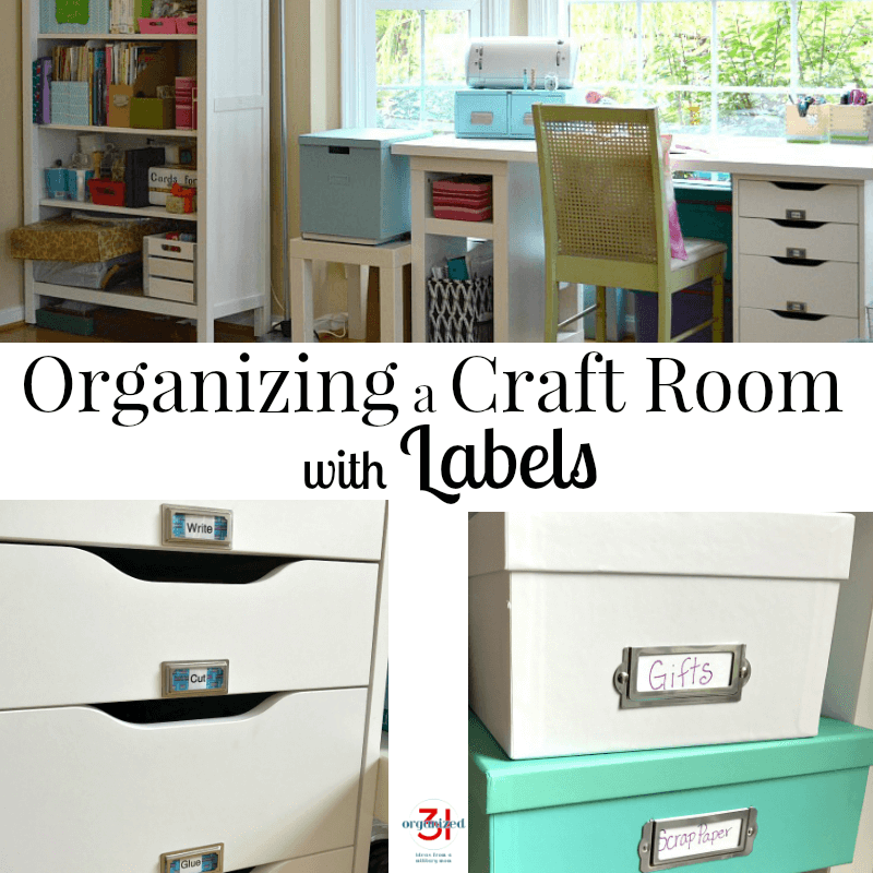 collage of craft room organization images with text overlay.