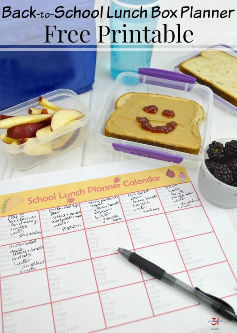 Meal Planner Printable - Lunch Box Planner - Organized 31