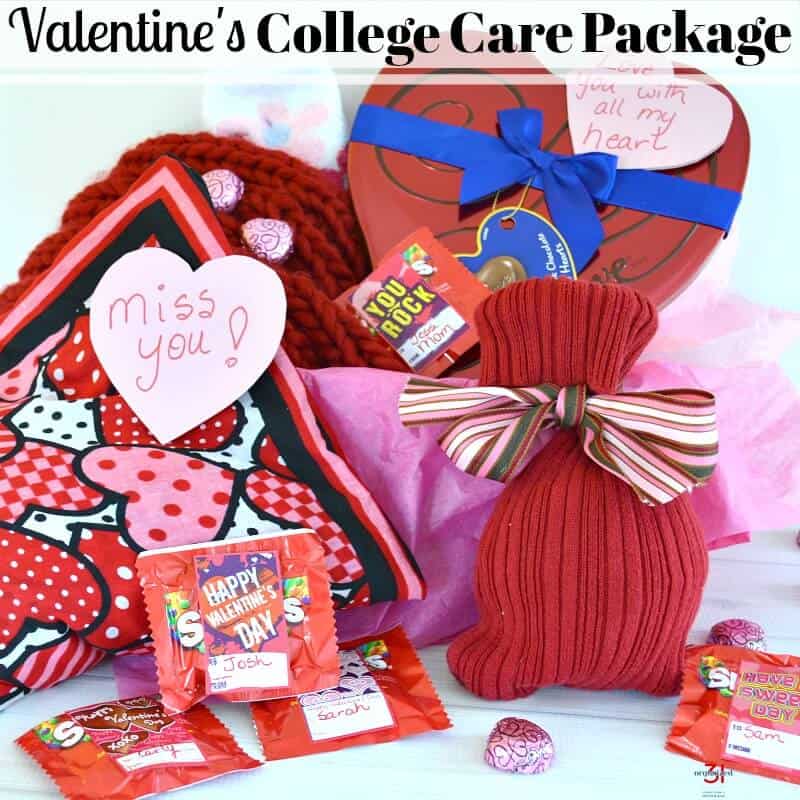 Multiple pink and red Valentine's gifts with text overlay