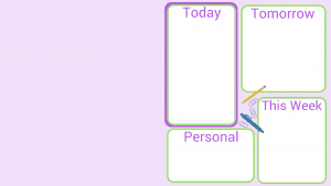 light purple rectangle with 4 white organizing blocks