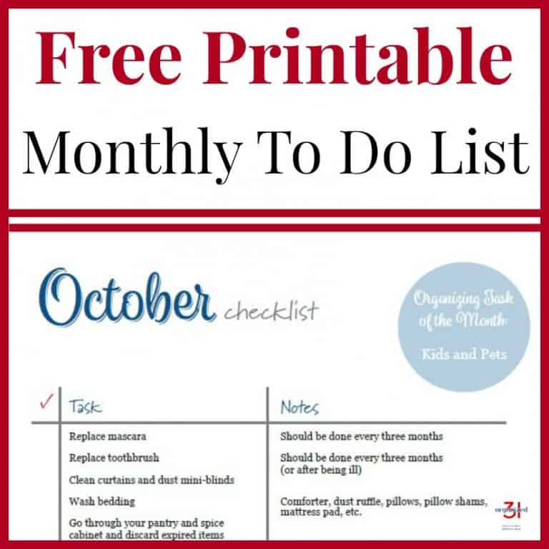 October To Do Checklist Free Printable