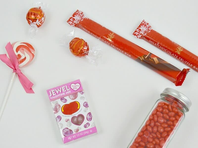 Candy in red and pink wrappers