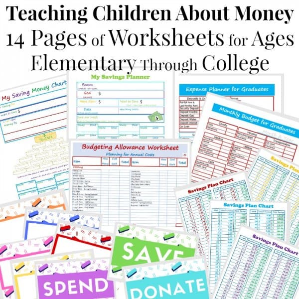 stack of 17 children allowance and budget planning worksheets