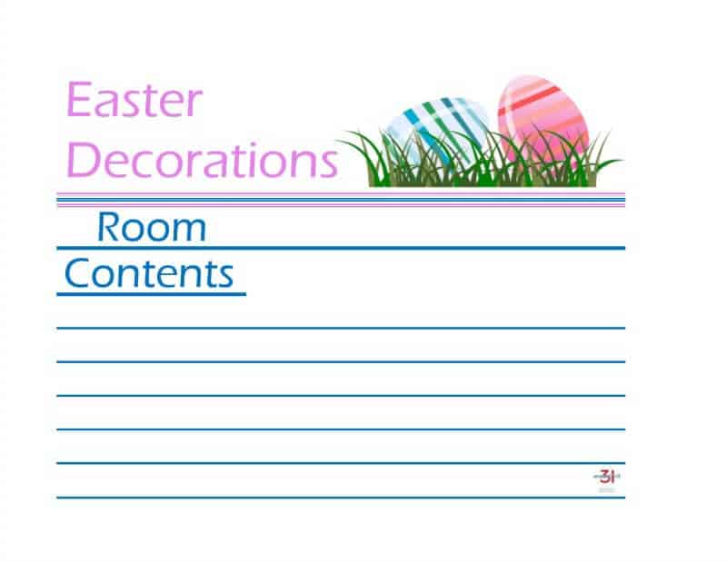 Easter Decoration label with dyed eggs in grass