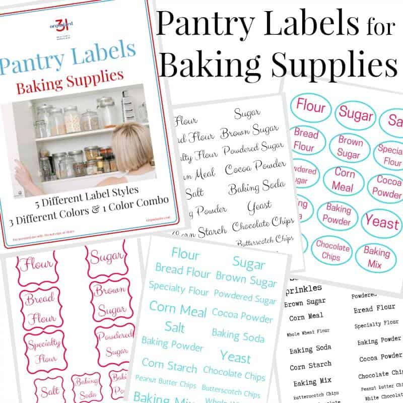 Stack of six pages of kitchen pantry labels