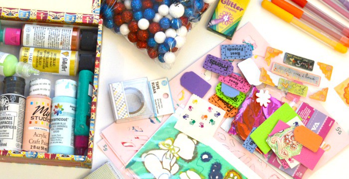 craft stash scattered on table