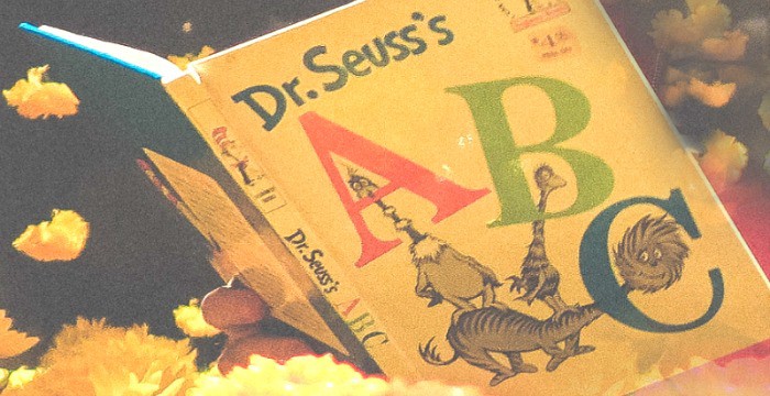 Close up of Dr. Seuss ABC book