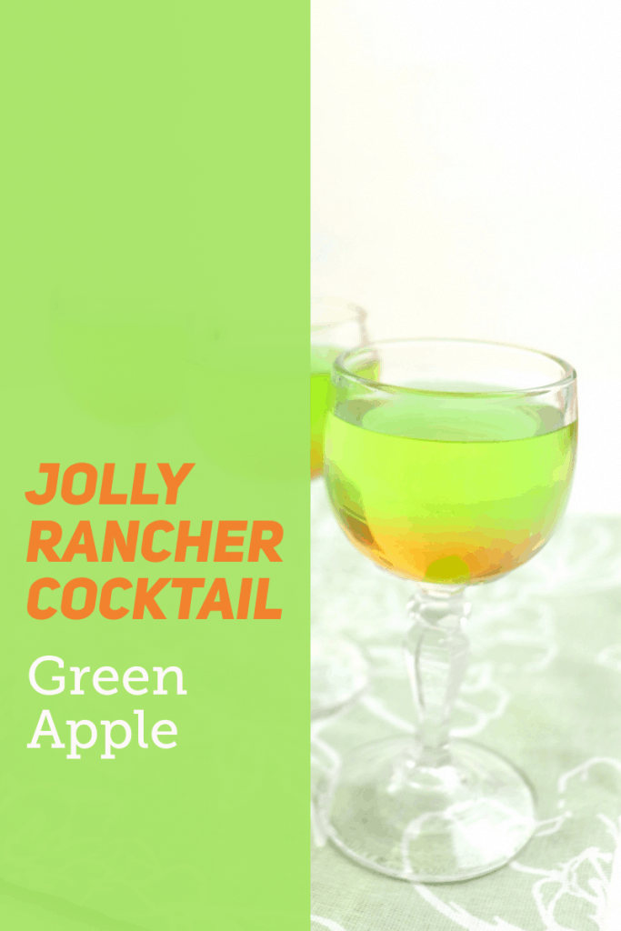 wine glass of green and orange drink with green overlay box