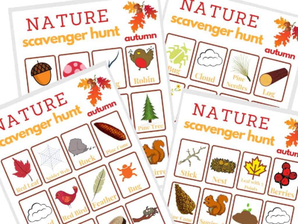 close up of pages of Fall scavenger hunt