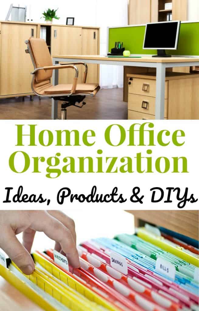 top image - modern, sleek office, bottom image - hand and organized colorful files