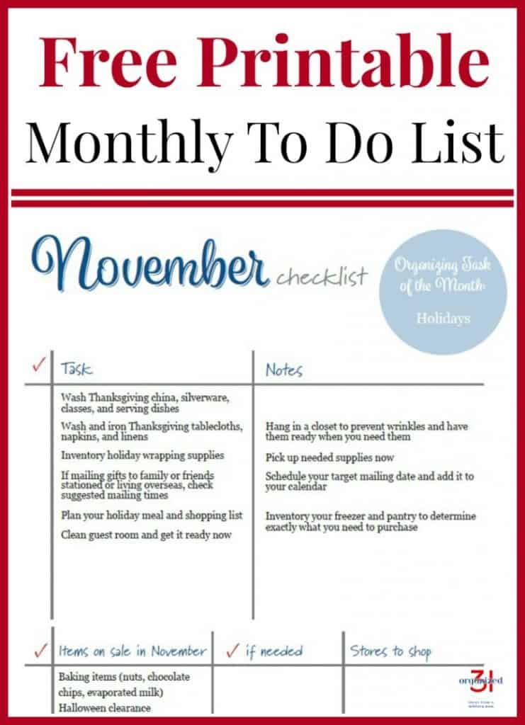 image of a November checklist in red and black