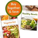 2 cookbook covers with orange and green circle that says "buy together and save"
